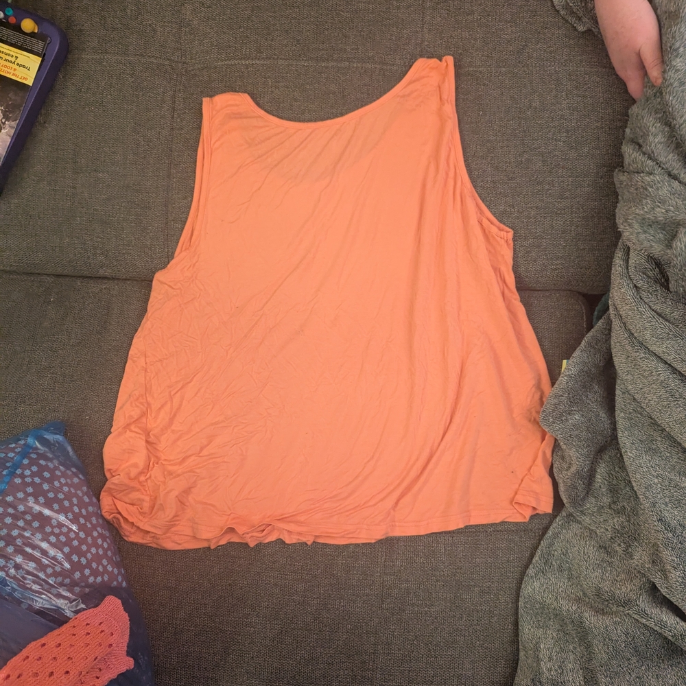 Orange Relaxed Sleeveless Tank Top